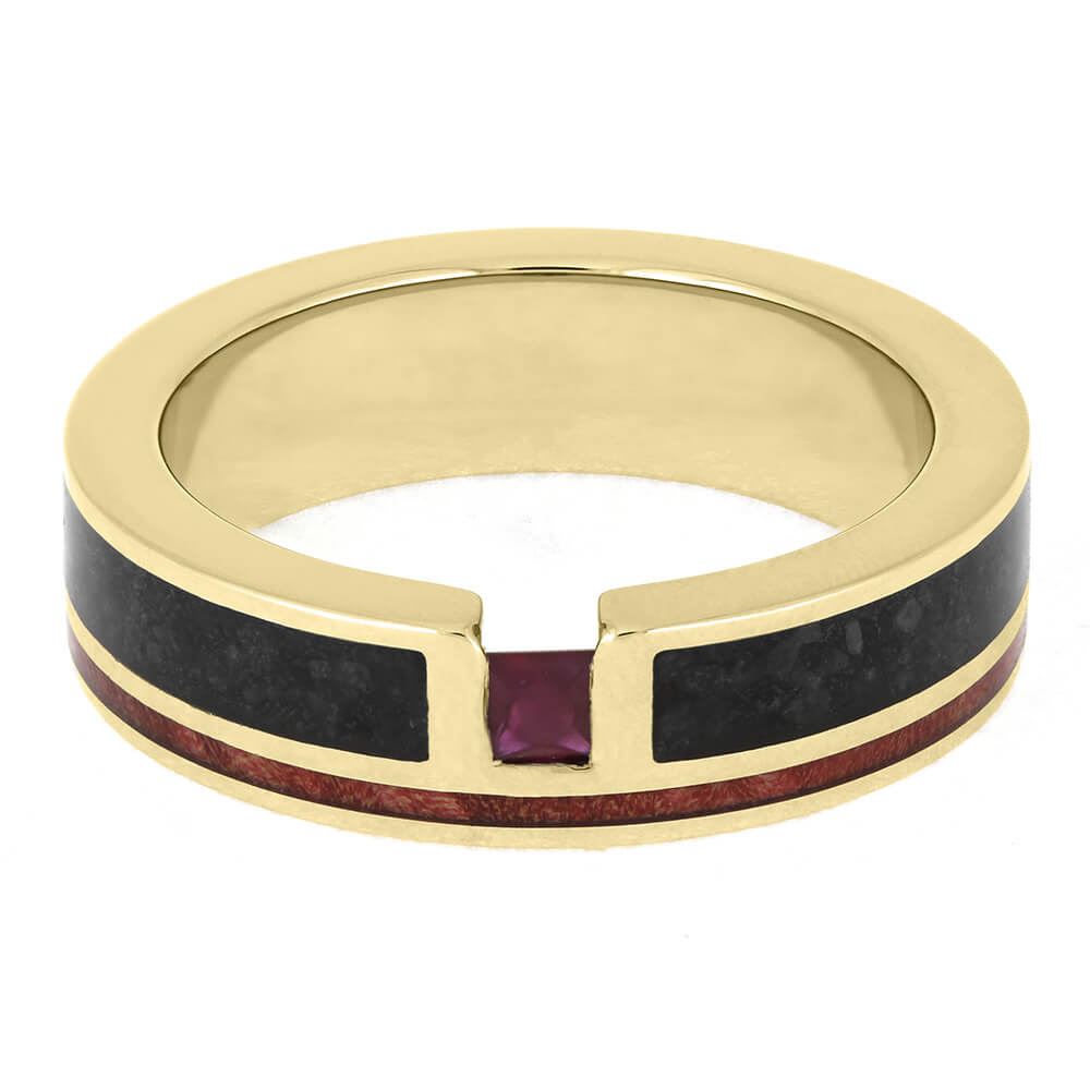 Unique Wedding Band for Men with Ruby