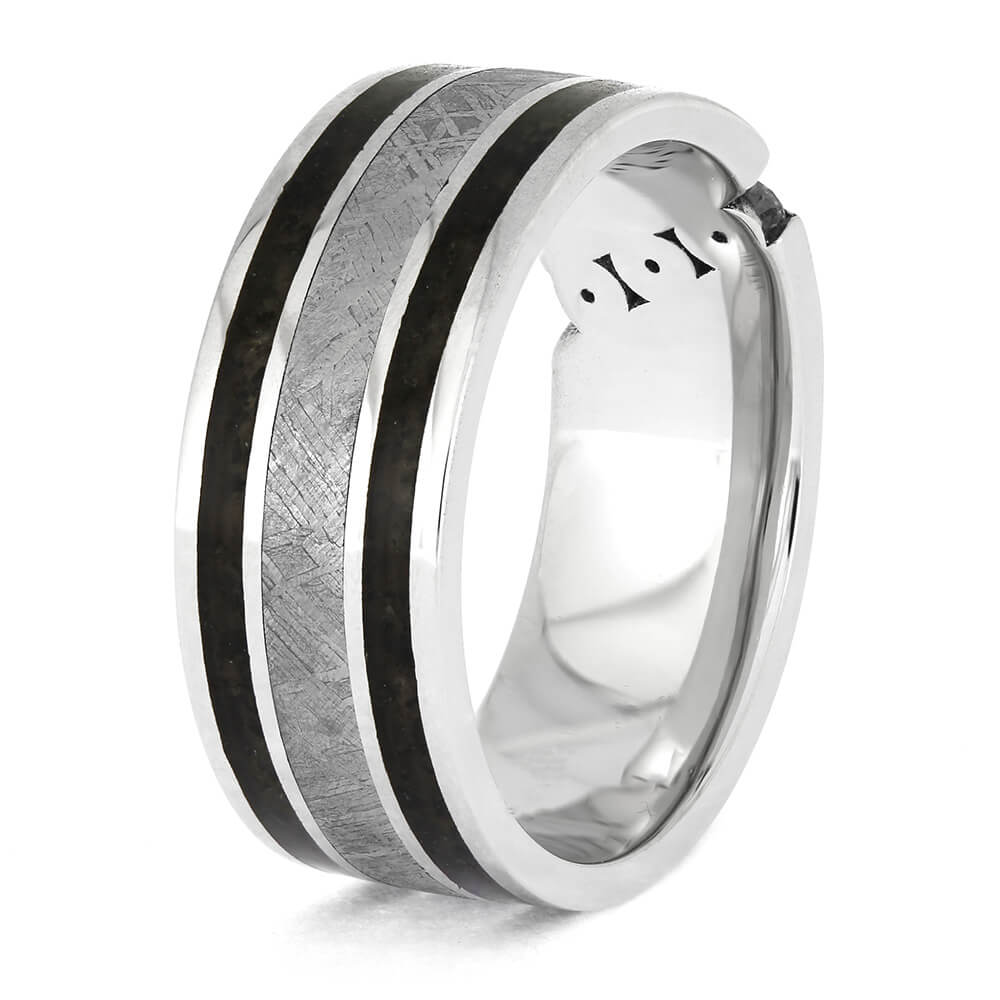 Men's Dinosaur Bone and Meteorite Wedding Band in Platinum