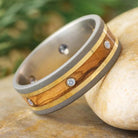 Olive Wood Wedding Band in Titanium