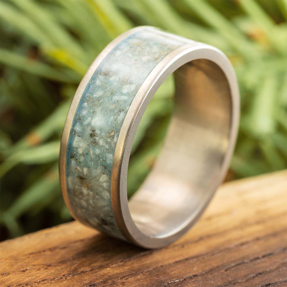 Unique Larimar Stone Wedding Band