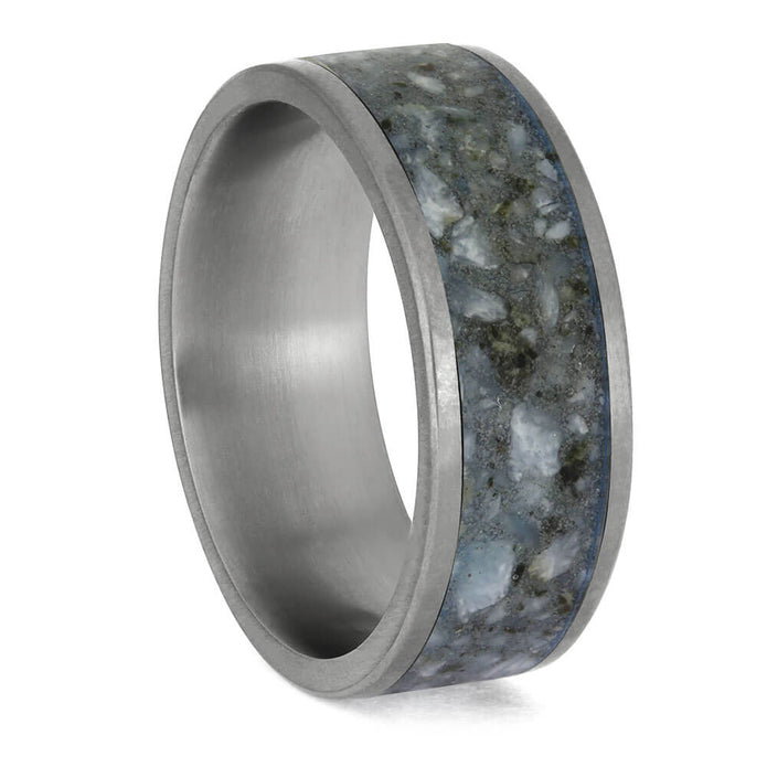 Blue Larimar Inlay Wedding Band