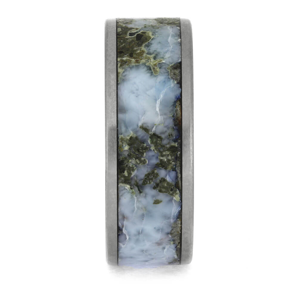 by Jewelry by Johan Blue Larimar Stone Wedding Band in Titanium 002308
