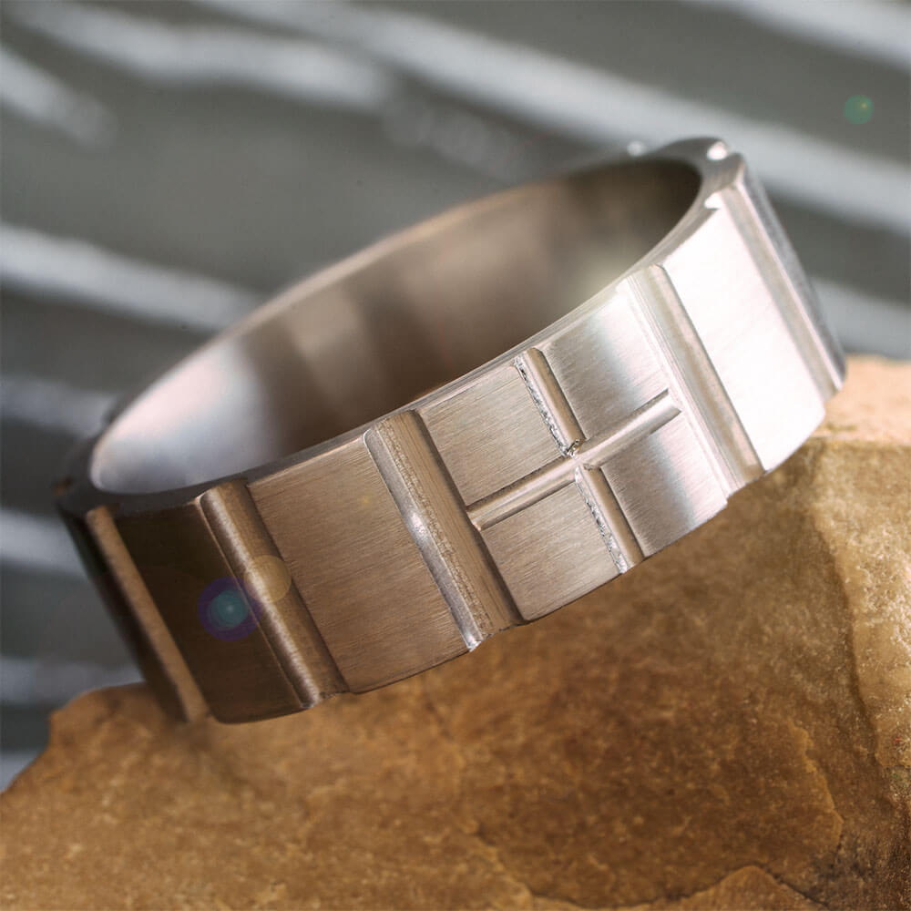 Unique Men's Wedding Band in Titanium