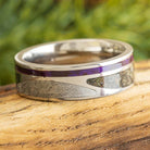 Custom Wedding Band with Meteorite and Dino Bone