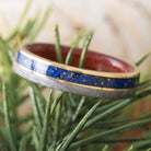 Meteorite and Red Wood Wedding Band