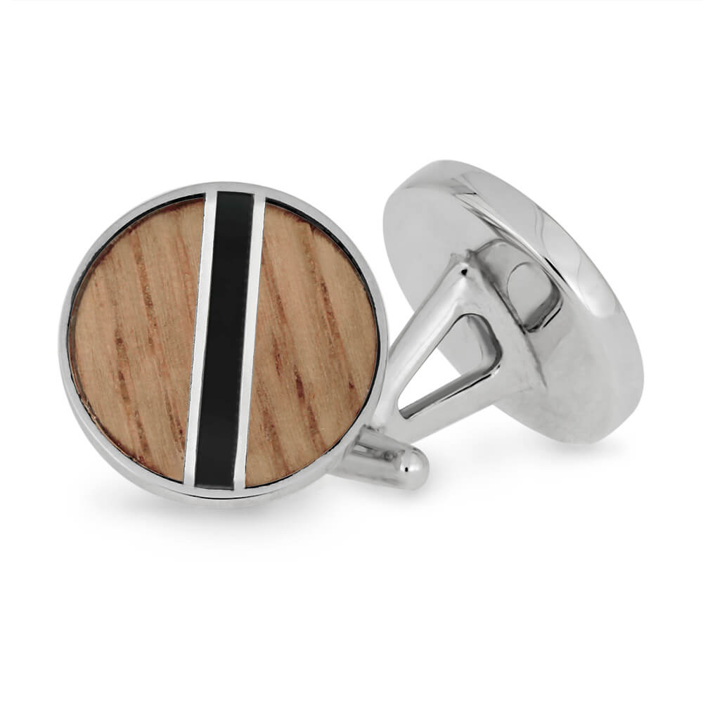 Baseball Bat Wood Cuff Links with Enamel