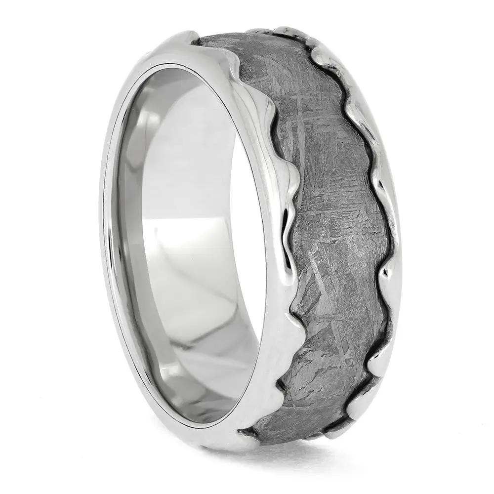 Meteorite and Platinum Wedding Ring for Men