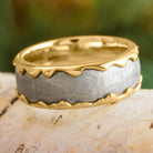 Golden Wedding Band with Meteorite