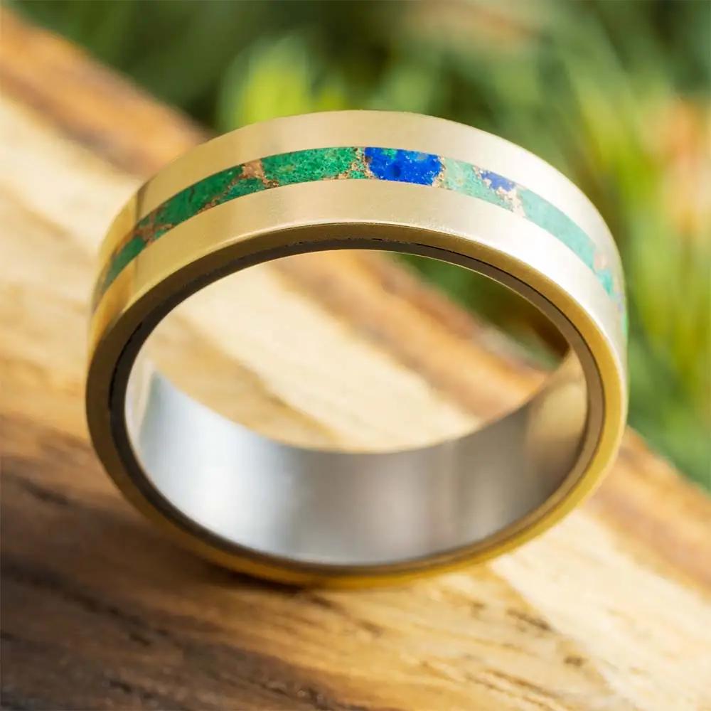 Unique Stone Wedding Band for Men