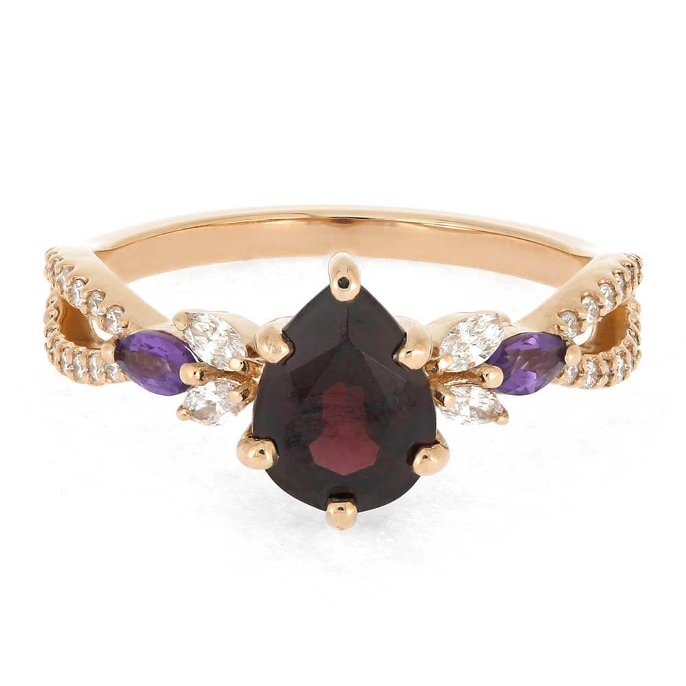 Handmade Garnet and Amethyst Ring