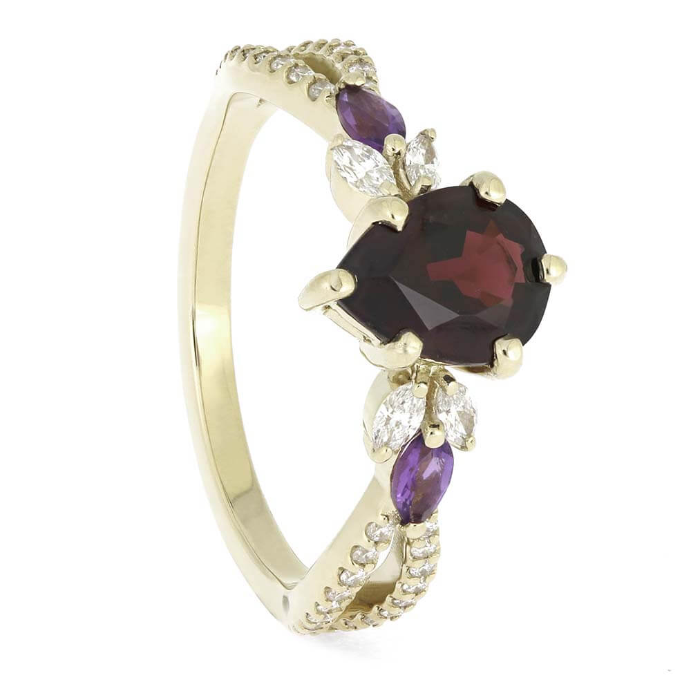 Unique Garnet Engagement Ring in White Gold