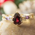 Garnet Engagement Ring with Amethyst