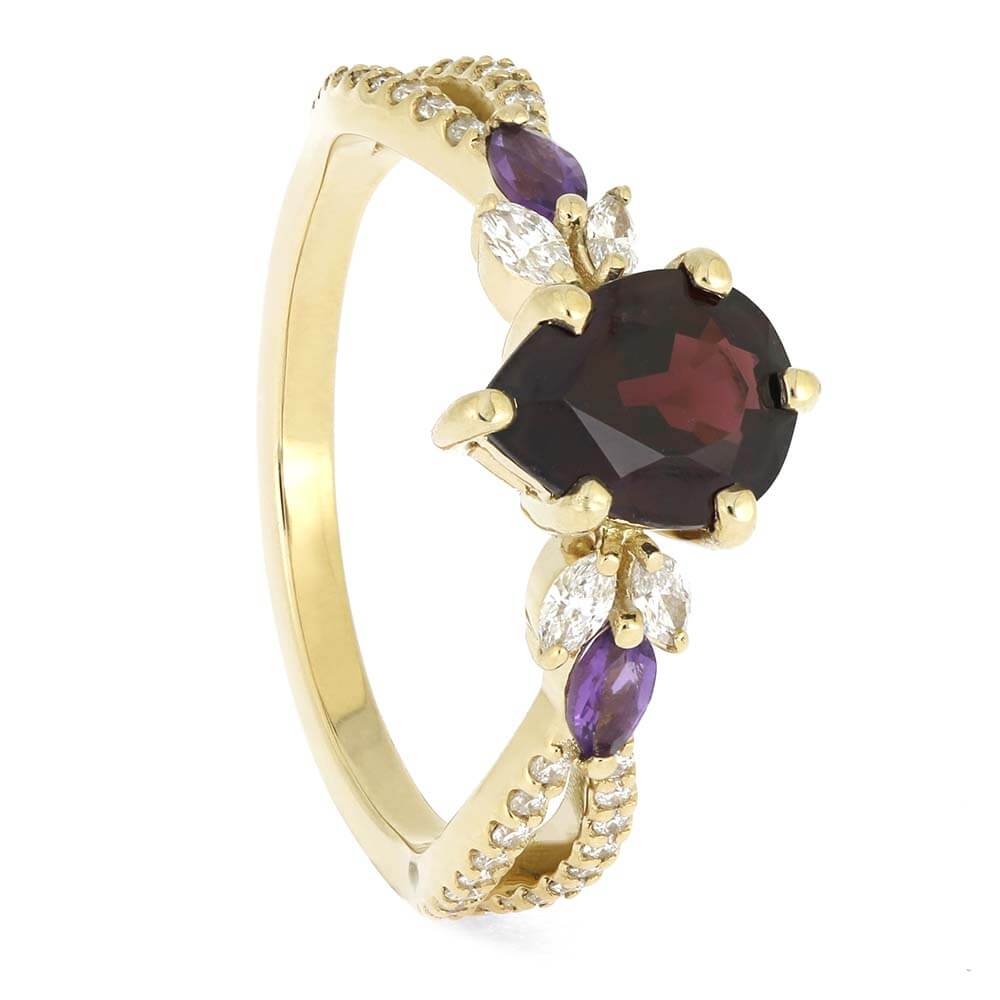 Unique Garnet Ring with Diamonds