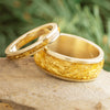 Wedding Ring Set in Yellow Gold with Gold Leaf Inlays