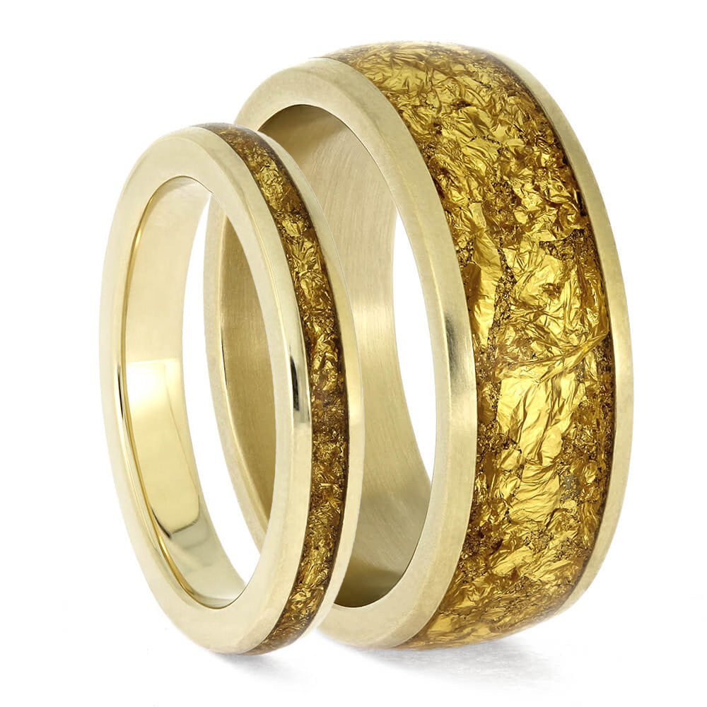 Gold Leaf Wedding Bands in Solid Gold