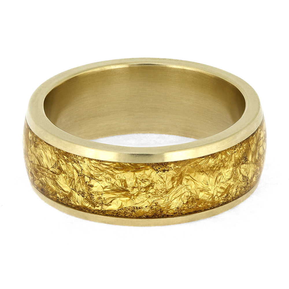 Handmade Wedding Ring for Men with Gold Foil Inlay