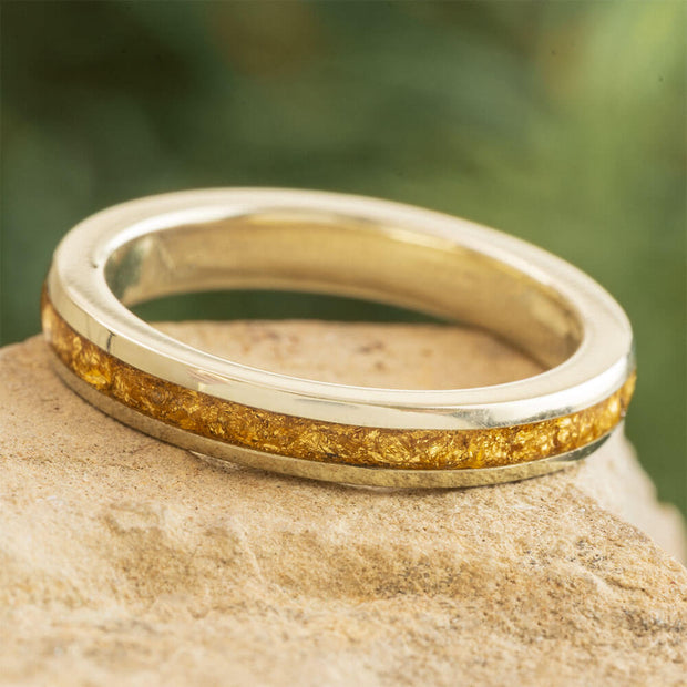 White Gold and Gold Foil Wedding Band