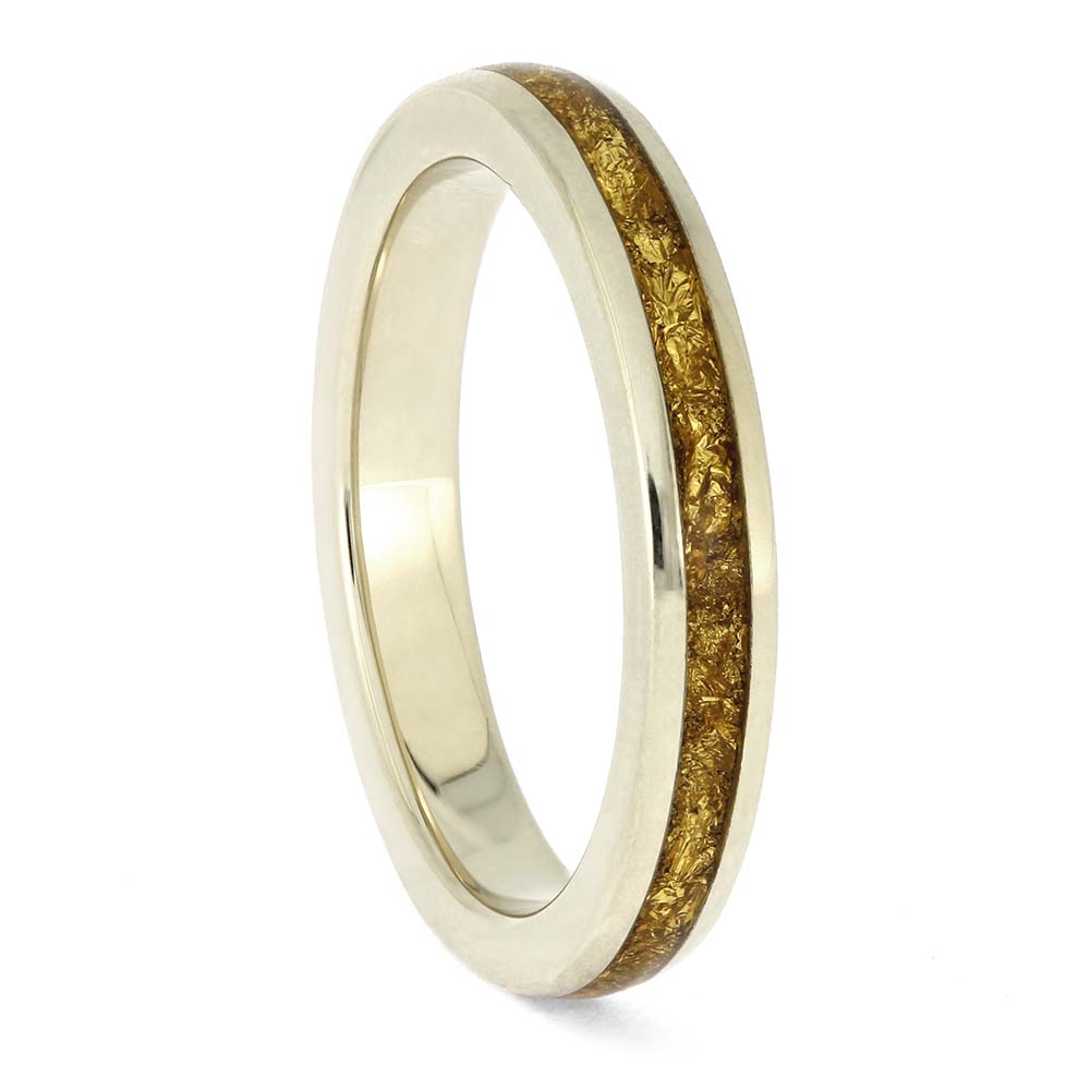 White Gold Wedding Band with Foil Inlay