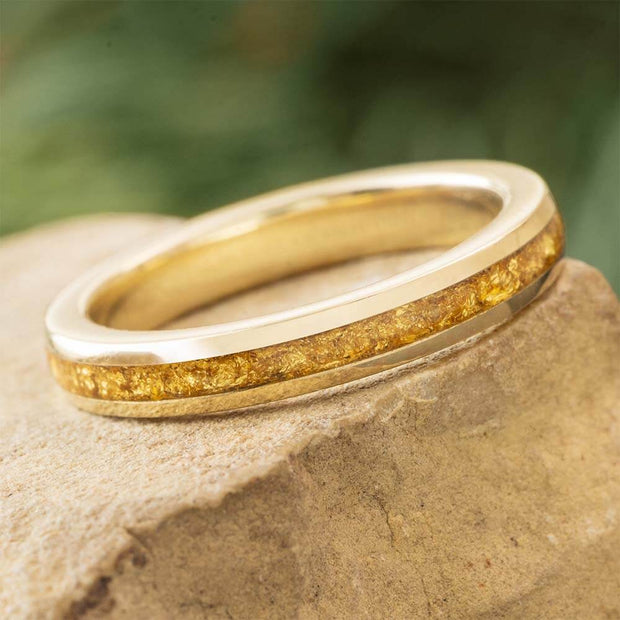 Handmade Gold Foil Wedding Band for Women