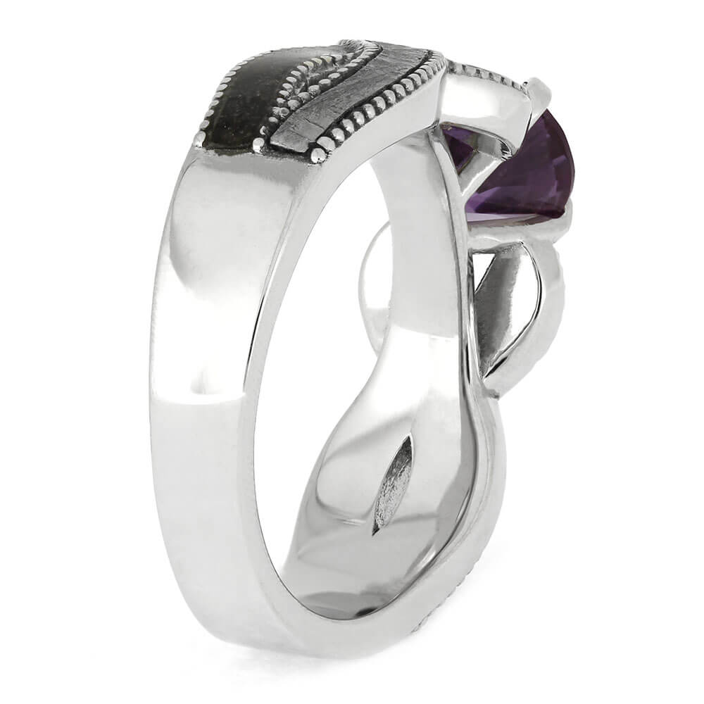 Alexandrite Engagement Ring with Fossil Inlay