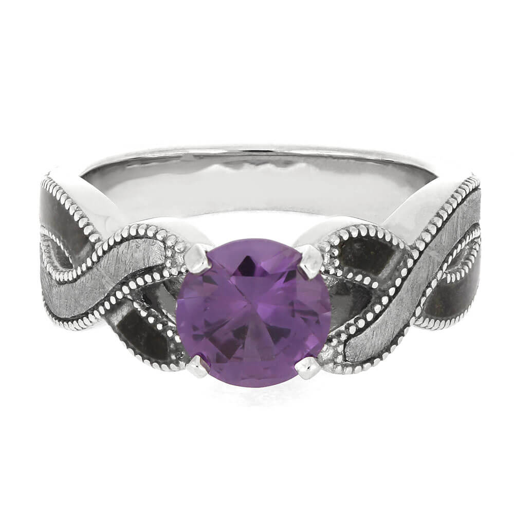 Meteorite and Fossilized Dinosaur Bone Engagement Ring