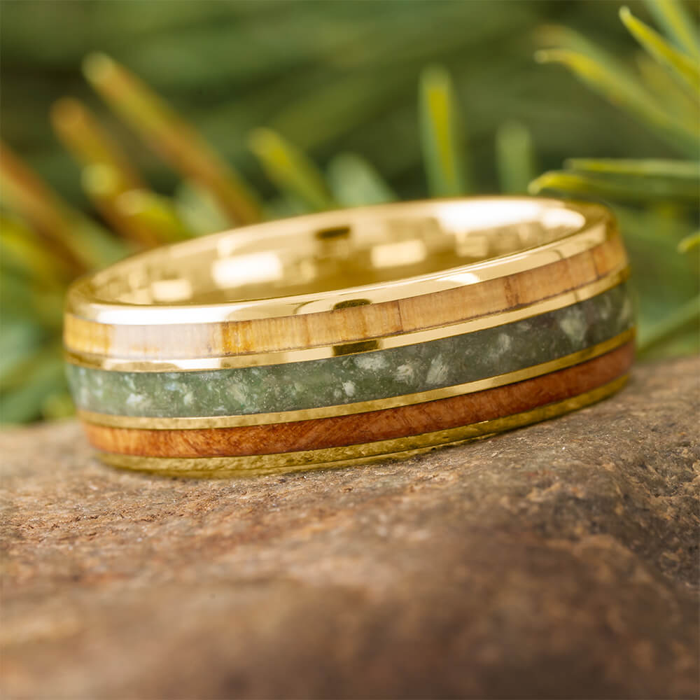 Wedding Ring Buy Jade Ring Jade Wood Gold Wedding Band For Men 11