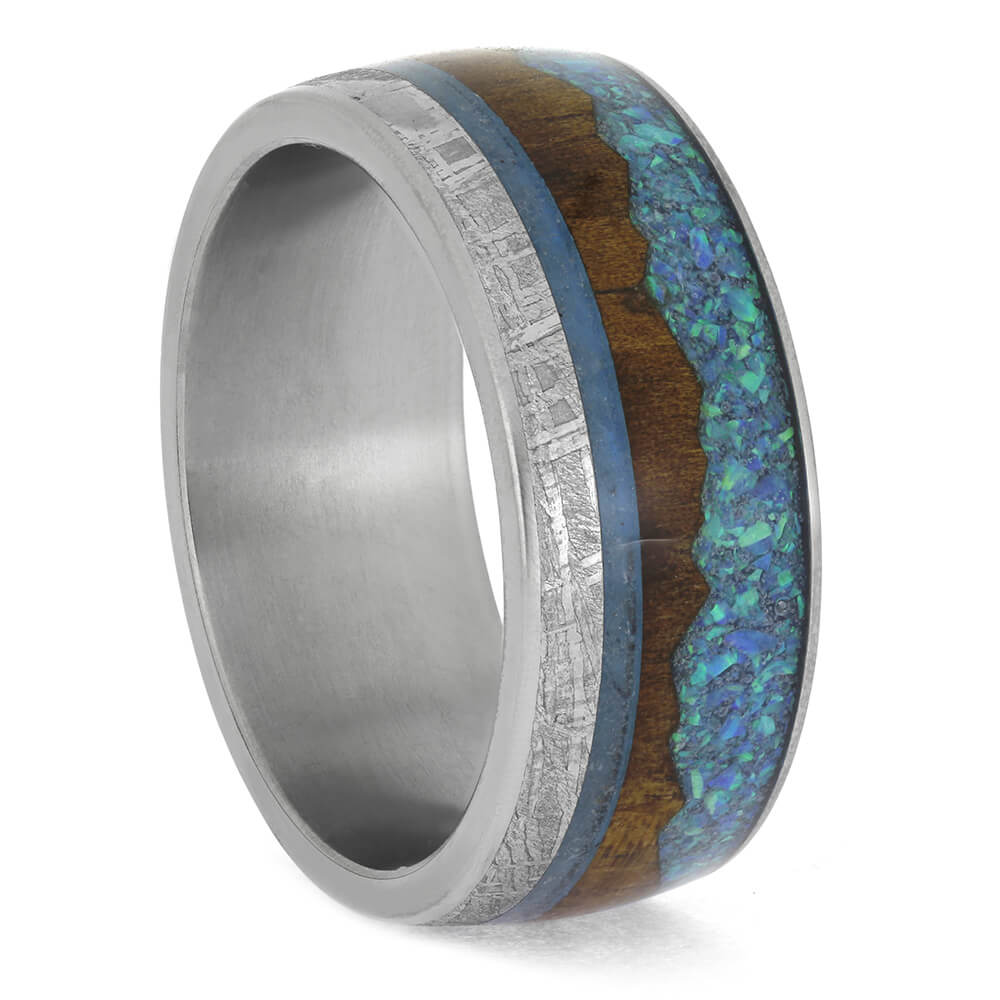 Unique Men's Wedding Band with Hawaiian Wood