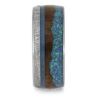 Tropical Wedding Band for Men with Meteorite Inlay