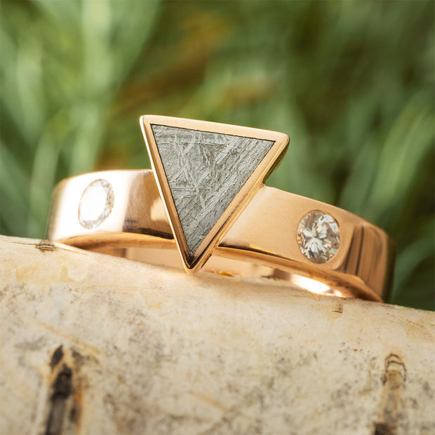 Unique Triangle Meteorite Engagement Ring