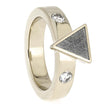 Meteorite Ring with Diamond Side Stones in White Gold