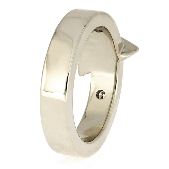 Custom White Gold Engagement Ring with Triangle Meteorite Stone