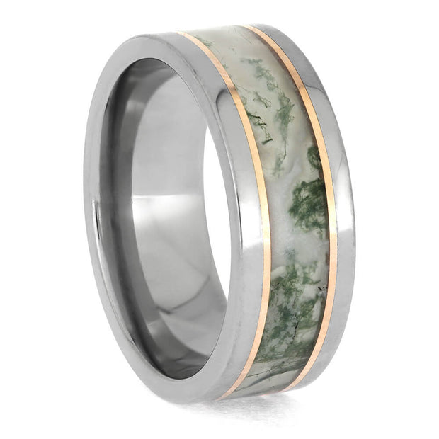 Moss Agate Wedding Band