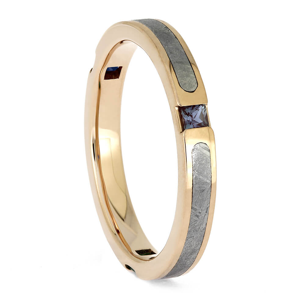 Alexandrite Ring in Rose Gold with Gibeon Meteorite