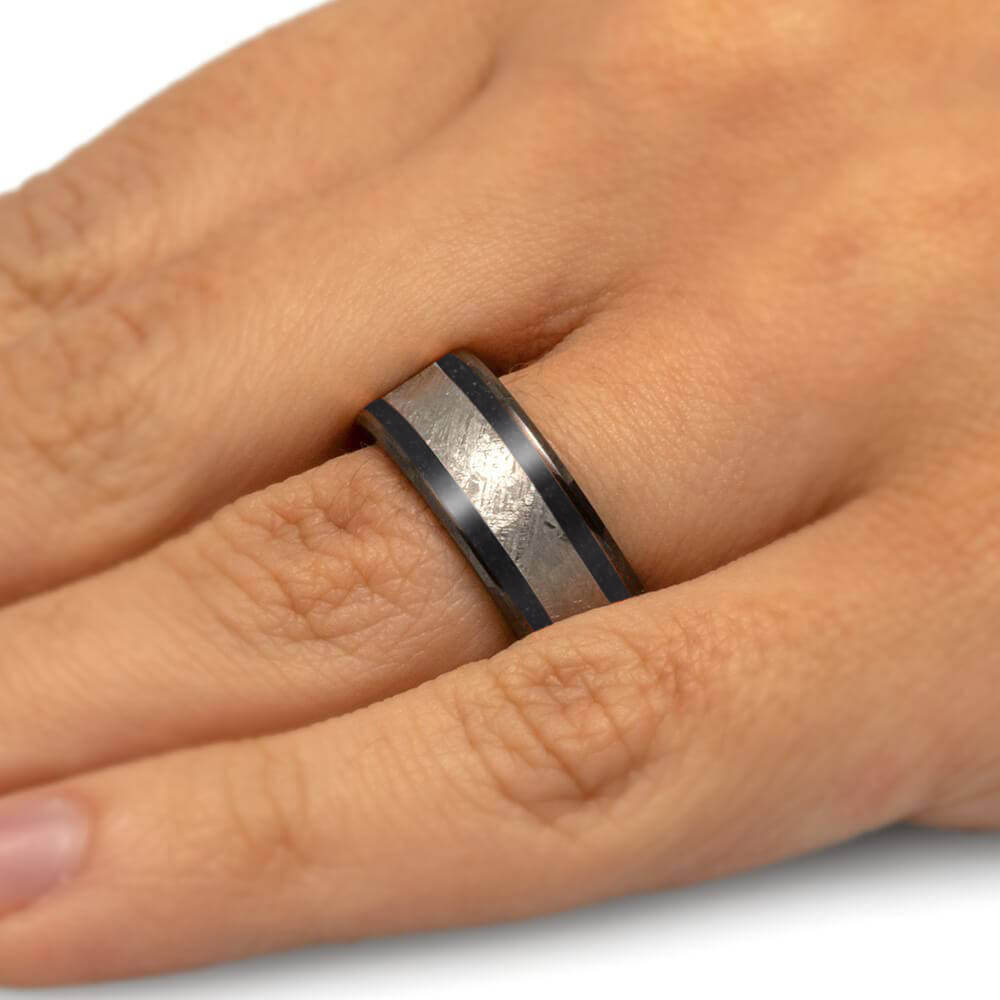 Amethyst Wedding Band for Men on Hand