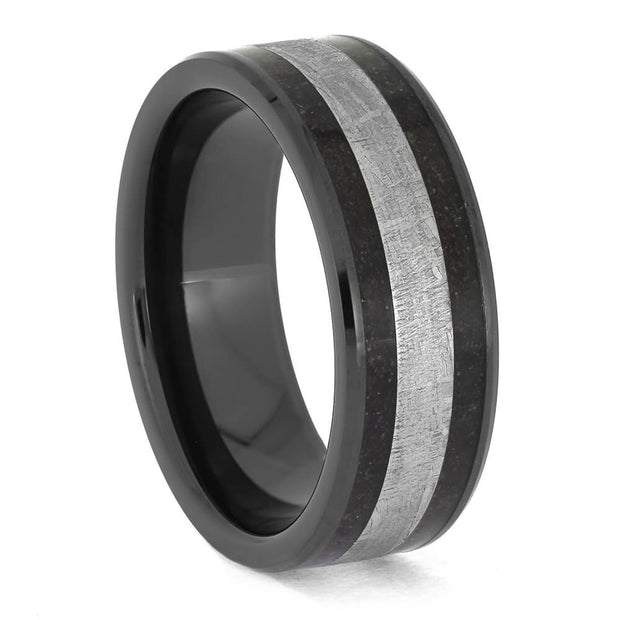 Men's Meteorite Wedding Band in Black Ceramic