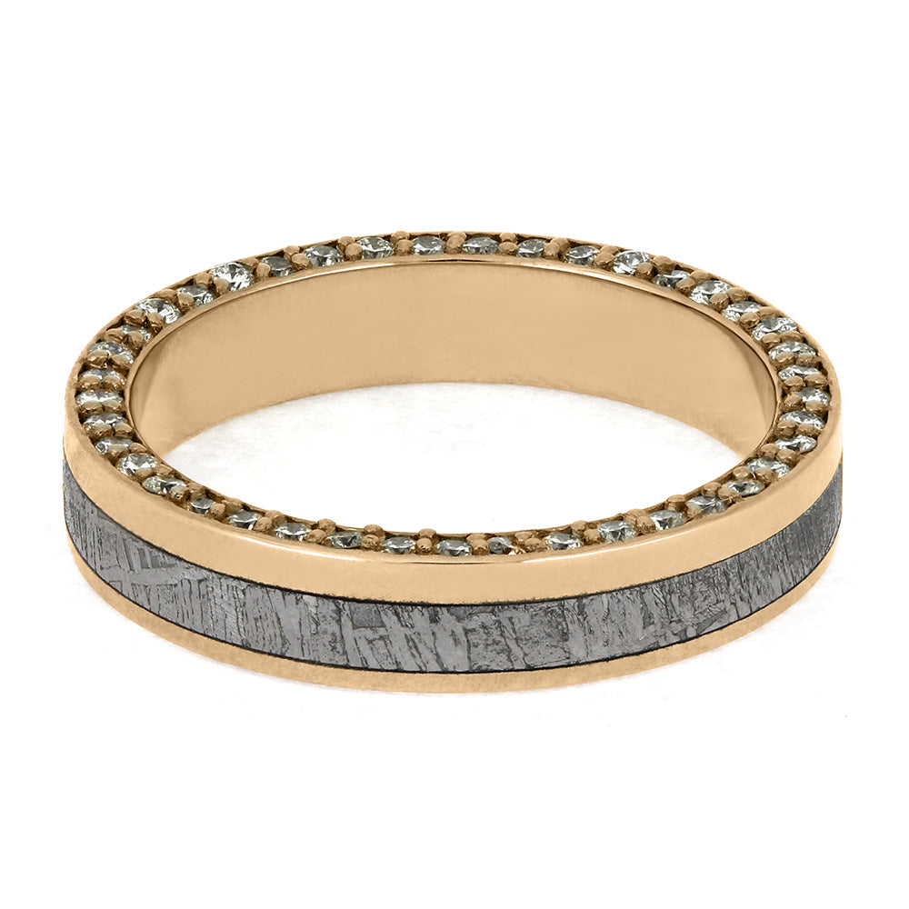 by Jewelry by Johan Meteorite and Rose Gold Wedding Band with Side Facing Diamonds 002338