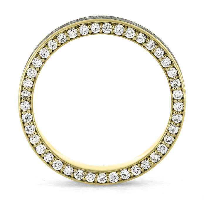Gold ring with diamonds on a white background