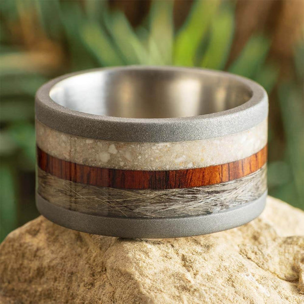 Wide Memorial Ring with Ashes and Fur