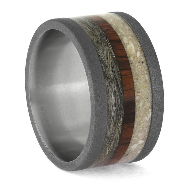 Pet Fur Memorial Ring in Titanium
