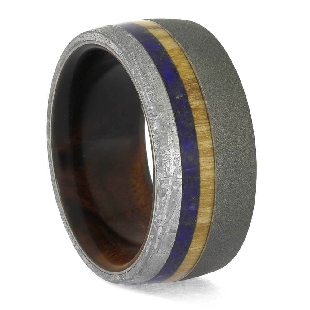 Ironwood and Meteorite Ring with Lapis