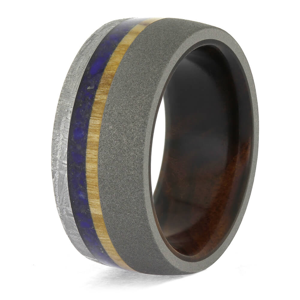 Meteorite Wedding Band with Custom Inlays