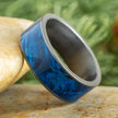 Black Zirconium Wedding Band with Blue Wood Inlay