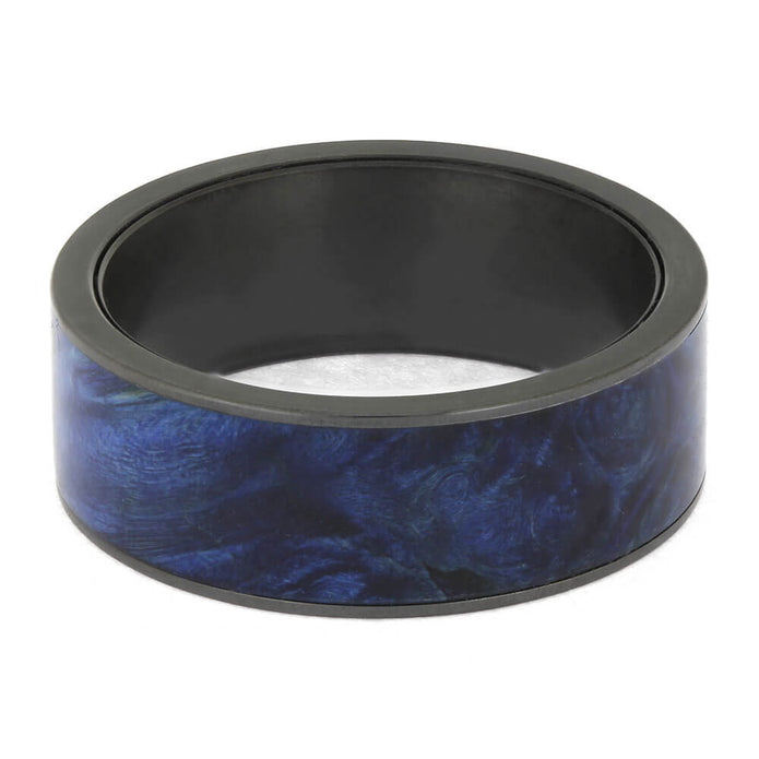 Custom Black Ring with Blue Wood