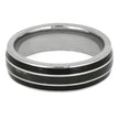 Silver ring with black inlay on a white background