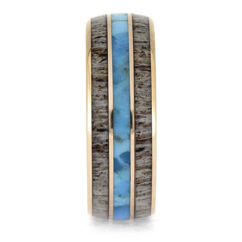 Unique Rose Gold Ring for Men with Antler