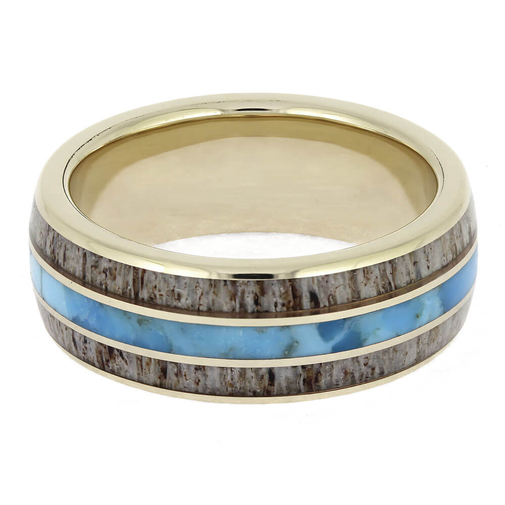 Turquoise and Deer Antler Ring