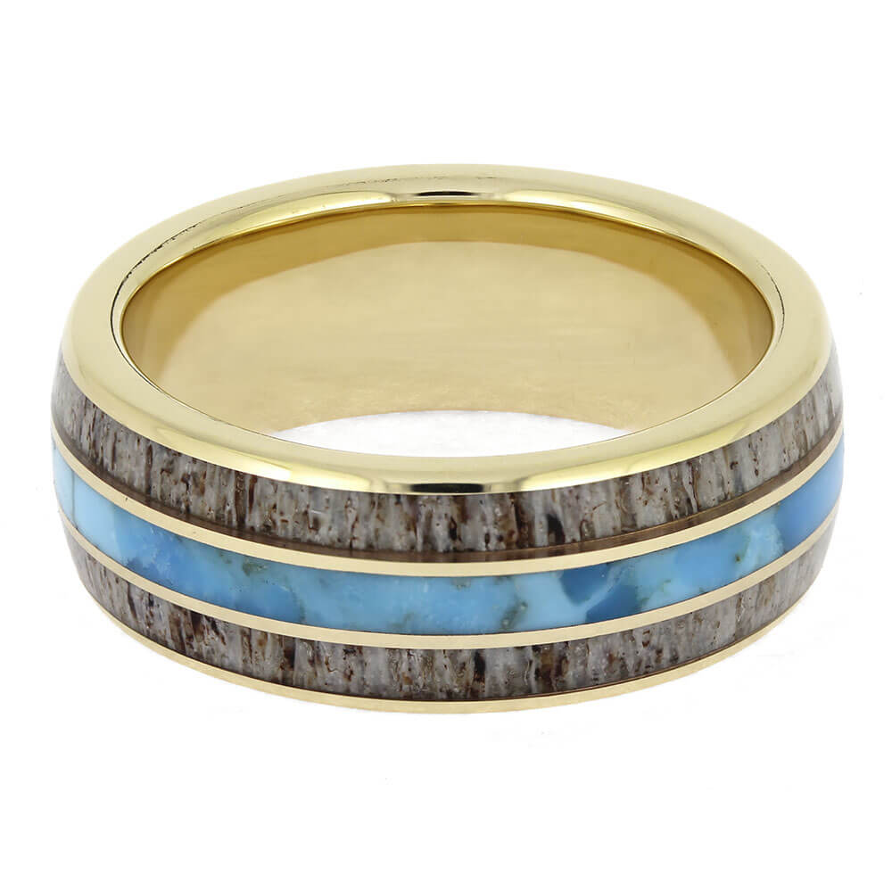 Unique Antler and Turquoise Wedding Band