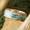 Golden Antler Wedding Band with Turquoise