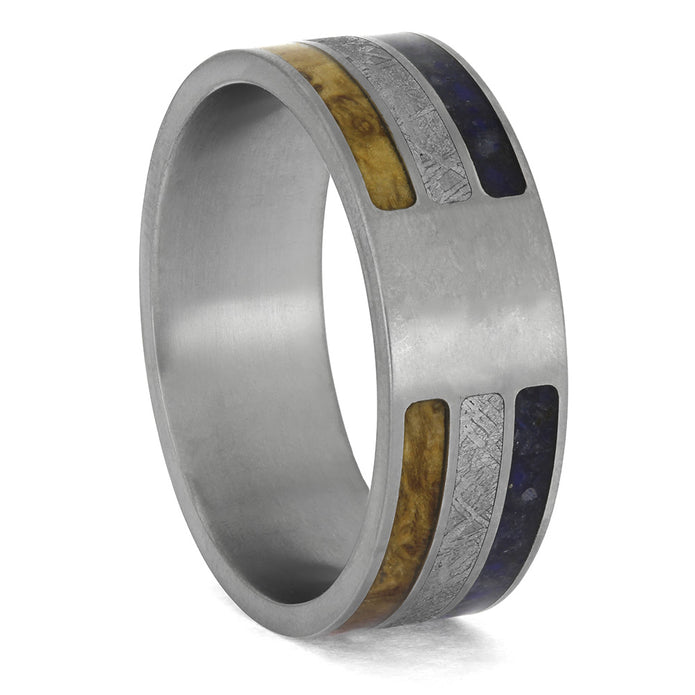 Triple Inlay Wedding Band for Men for Engraving