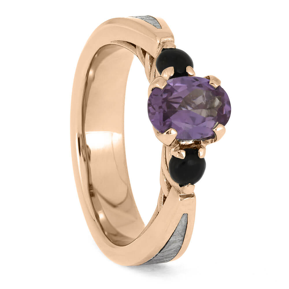 Alexandrite Engagement Ring with Onyx Side Stones